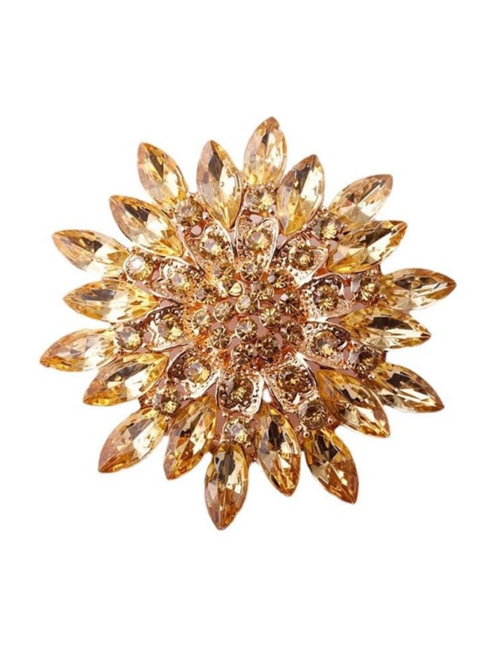 Vintage Crystal Rhinestone Flower-shaped Sunflower Brooch Pin Accessories